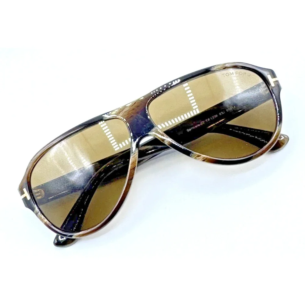 Tom Ford Sunglasses Samuele-02 TF1336 63J Black Horn Pilot Brown Lens 61mm